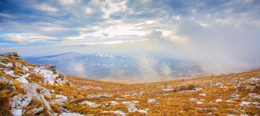panoramic view of nature mountain winter landscape