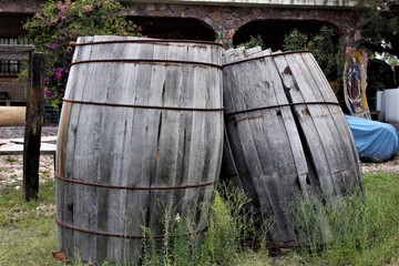 old wooden barrel