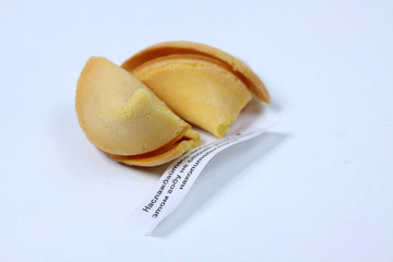 fortune cookie isolated on white background. Image contains copy space