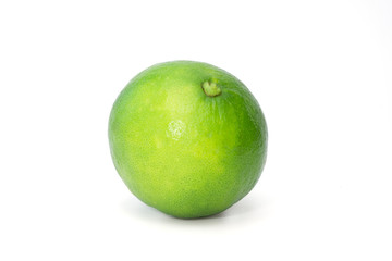 Isolated of fresh green lemon or lime  fruit on white background with clipping path.