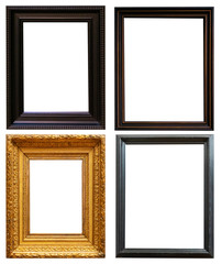 Fototapeta premium Set of golden antique frames on a white background isolated