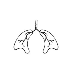 hand drawn doodle lung illustration with doodle cartoon style vector isolated