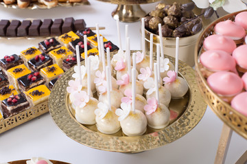 details of candy bar with fresh sweets