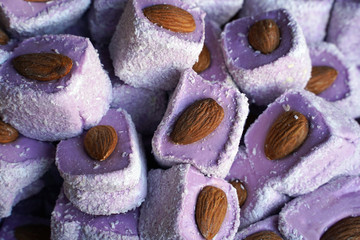 closeup of colorful cookies with nuts