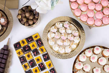 details of candy bar with fresh sweets