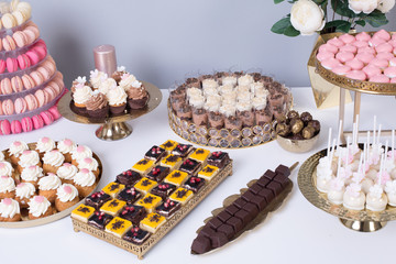 details of candy bar with fresh sweets