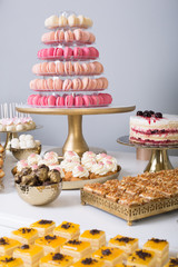 details of candy bar with fresh sweets