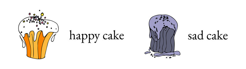 creative emotional opposite cupcakes on a white background