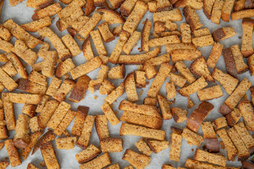A heap of dried bread pieces