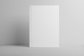 Real photo, blank book, brochure, booklet mockup template, hard cover, isolated on light grey background to place your design. 