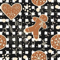 Gingerbread cookie seamless background. Creative Design.