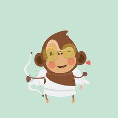 Monkey cupid character. Valentine's Day concept..
