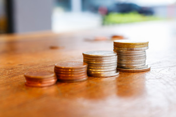 Rows of coins for finance and banking concept