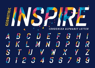 Vector of Geometric Alphabet Letters and numbers, Modern Colorful Triangle Letter