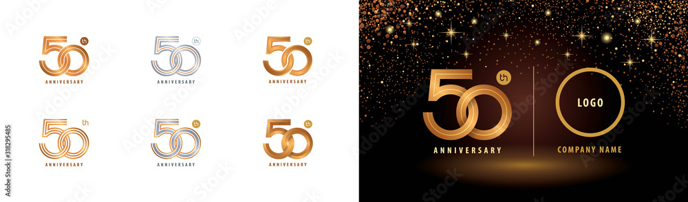 Wall mural set of 50th anniversary logotype design, fifty years anniversary celebration