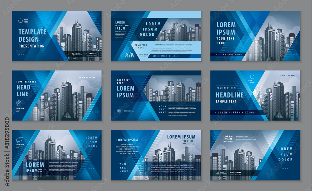 Sticker abstract presentation templates, abstract geometric blue triangle background vector