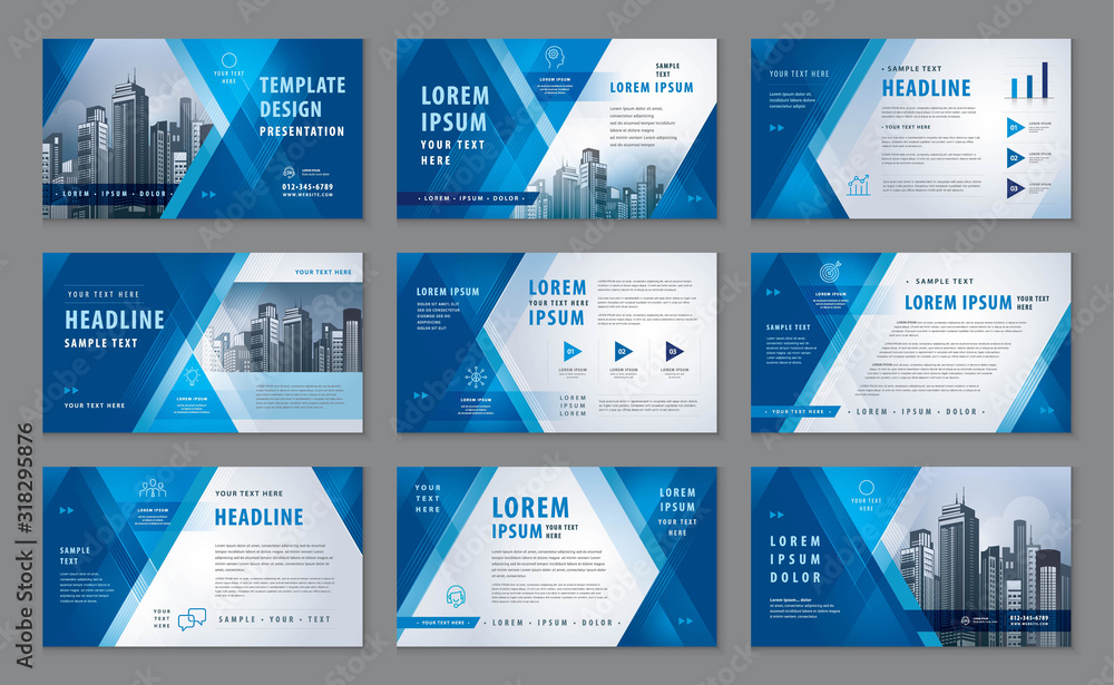 Sticker abstract presentation templates, abstract geometric blue triangle background vector
