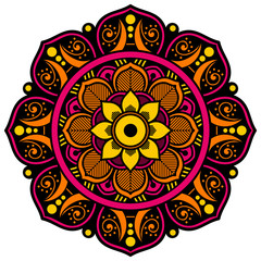 Ethnic Mandala Ornament. Arabic, Pakistan, Moroccan, Turkish, Indian, Spain motifs