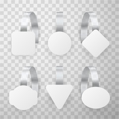 White advertising wobblers of different shapes set