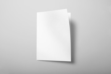 Real photo blank portrait A4, US-Letter, brochure magazine mockup isolated on gray background.