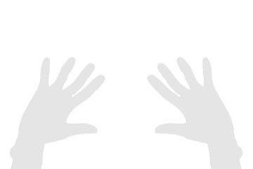 Fototapeta na wymiar Shadow of gloved hands on a white background.
