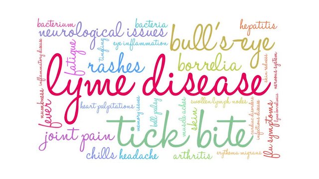Lyme Disease animated word cloud on a white background.