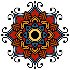 Ethnic Mandala Ornament. Arabic, Pakistan, Moroccan, Turkish, Indian, Spain motifs