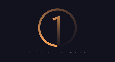 One number golden icon. Flat design