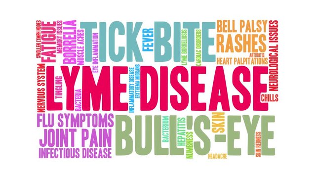 Lyme Disease animated word cloud on a white background.