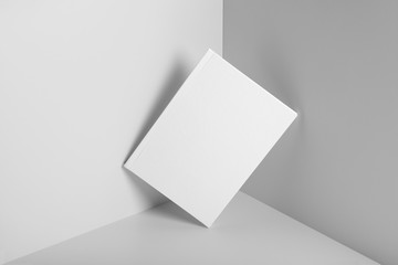 Real photo blank portrait A4, US-Letter, brochure magazine mockup isolated on gray background.