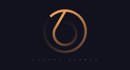 Six number golden icon. Flat design