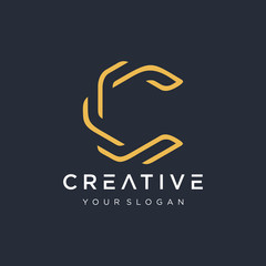 Initial C CC logo design modern monogram and elegant. logo the letter C in the form of abstract line art. overlapping lines symbol - VECTOR