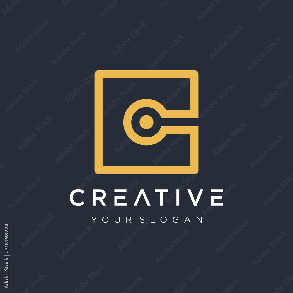 Fototapete initial c logo design modern monogram and elegant. logo the letter c in the form of abstract line ar