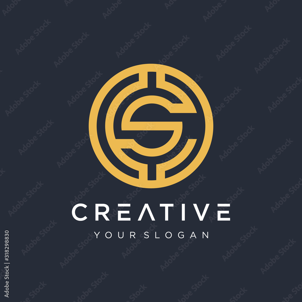 Poster initial cs logo design modern monogram and elegant with circle concept. logo the letter c in the for
