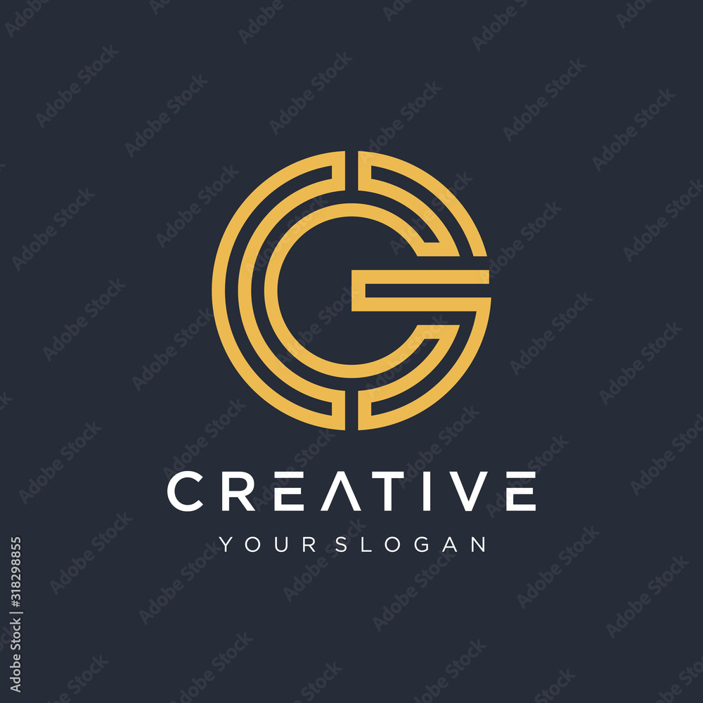 Fototapete initial cg logo design modern monogram and elegant with circle concept. logo the letter cg in the fo