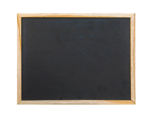 Vintage slate chalk board in wooden frame  isolated on white background