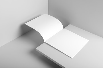 Blank square, brochure magazine mockup isolated on white background