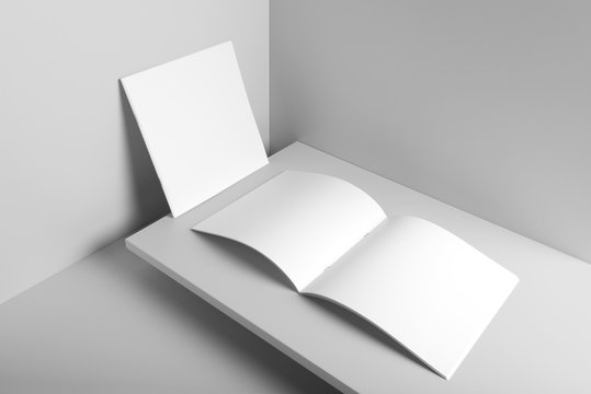Blank square, brochure magazine mockup isolated on white background