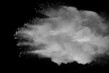 Explosion of white dust on black background. - 318299057