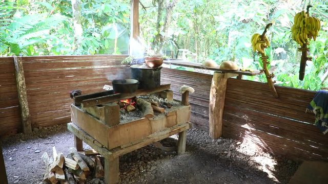 Traditional Fireplace from the BriBri Indigenous in Costa Rica at the Caribbean close to Puerto Viejo