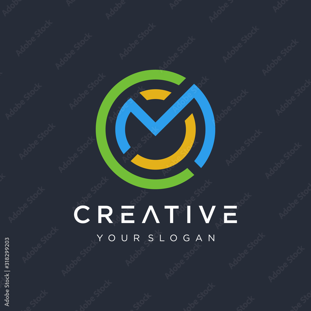Poster initial c m o logo design modern monogram and elegant with circle concept. logo the letter c m o in 