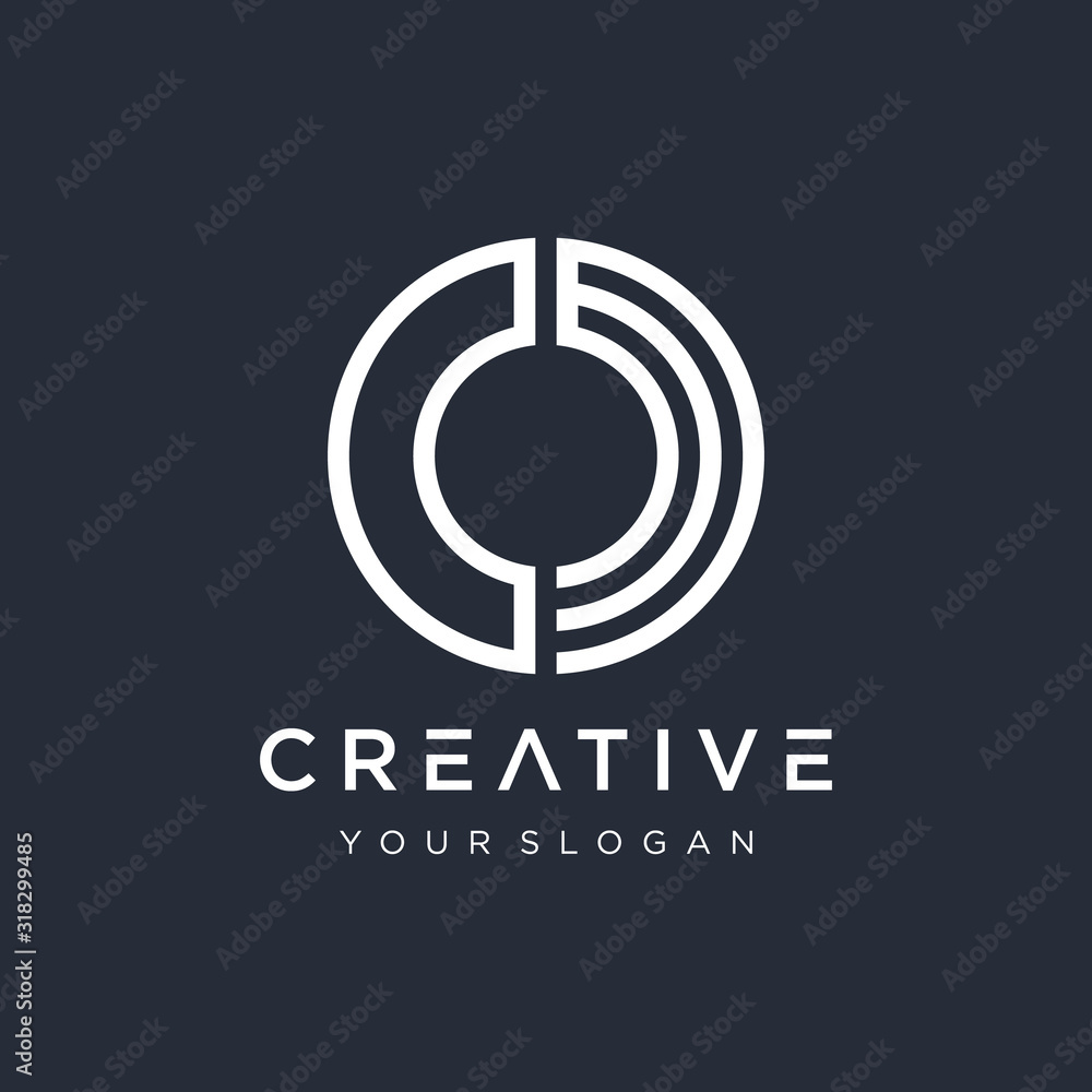 Poster initial c m o logo design modern monogram and elegant with circle concept. logo the letter c m o in 