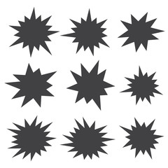 Colorful paper starburst speech bubbles. Starburst isolated icons set