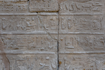 Egyptian ancient hieroglyphs on the stone wall