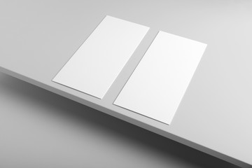 Real photo, card collage mockup template, isolated on light grey background to place your design. 