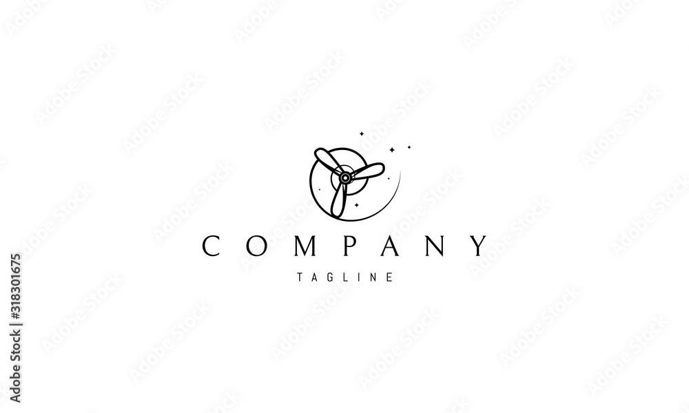 Wall mural vector logo on which an abstract image of an airplane propeller with a spiral.