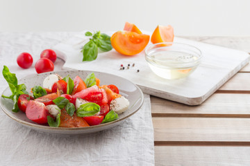 preparation of the famous Italian Caprese salad