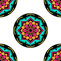 Mandala seamless pattern. Islam, Arabic, Pakistan, Moroccan, Turkish, Indian, Spain motifs
