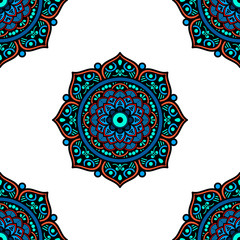 Mandala seamless pattern. Islam, Arabic, Pakistan, Moroccan, Turkish, Indian, Spain motifs