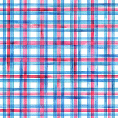 Watercolor stripe plaid seamless pattern. Colorful stripes background
